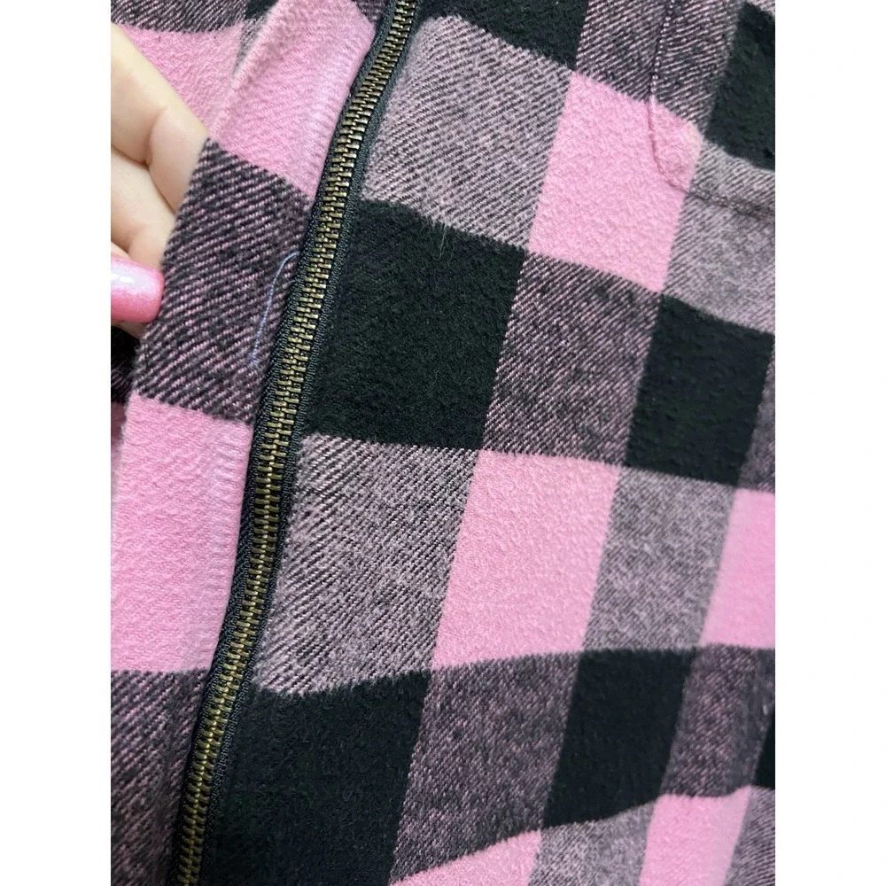 Roaman's Plaid Fleece Zipper Front Jacket Sz B4 100% Cotton Pink‎ 2XL Outdoors